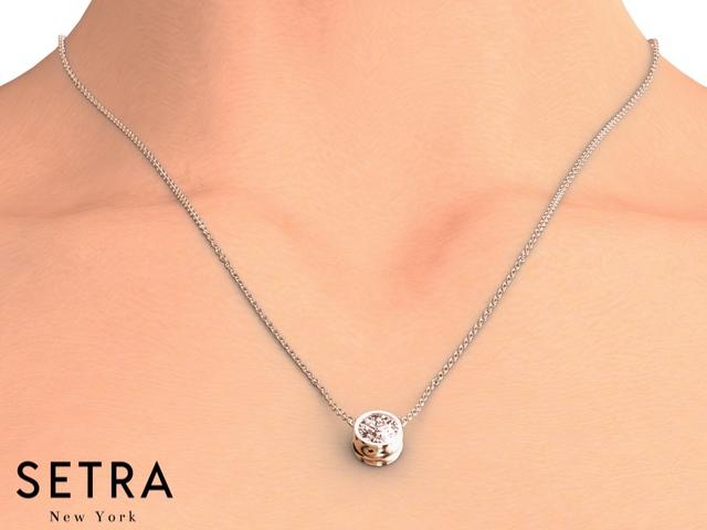 14K FINE ROSE GOLD MORGANITE PANDENTS OR NECKLACE SOLITAIRE BAZEL SETTING