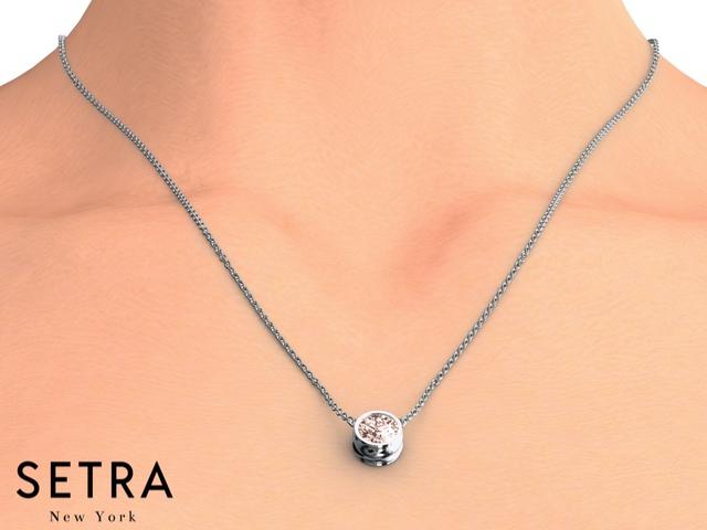 14K FINE ROSE GOLD MORGANITE PANDENTS OR NECKLACE SOLITAIRE BAZEL SETTING