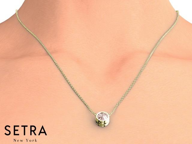 14K FINE ROSE GOLD MORGANITE PANDENTS OR NECKLACE SOLITAIRE BAZEL SETTING