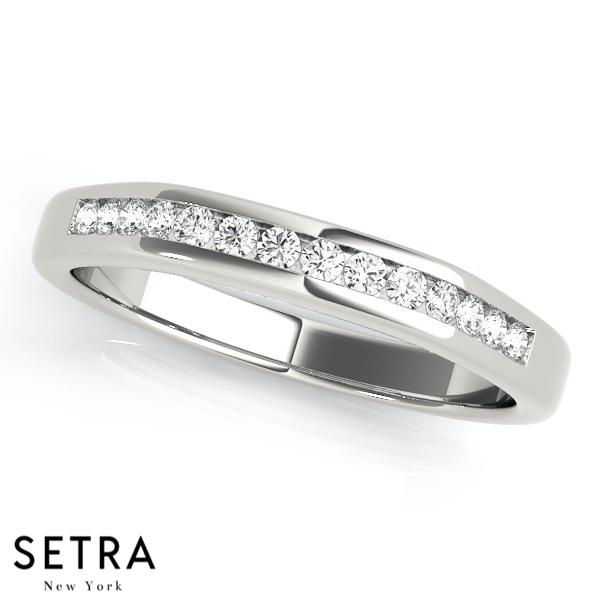 14K GOLD DIAMONDS IN CHANEL SET WEDDING BAND RING