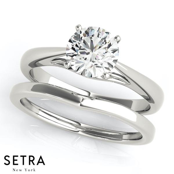 NEW BRIDAL SET SOLITAIRE DIAMOND ENGAGEMENT RINGS 14K GOLD