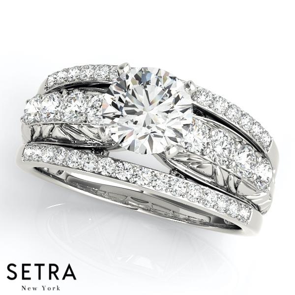 14K GOLD DIAMOND ENGAGEMENT RINGS MULTIROW
