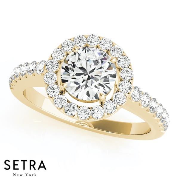 Aberdeen Round Pavé Cathedral Halo Engagement Ring