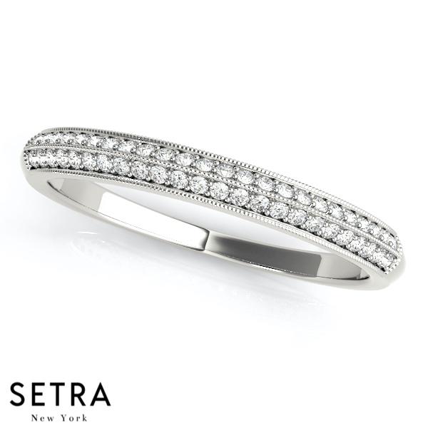 DIAMOND WEDDING BAND BANDS PAVE SETTING 14K GOLD
