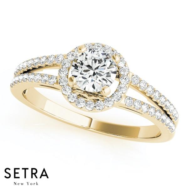 Lenoir Decorative Gallery Split Shank Halo Engagement Ring