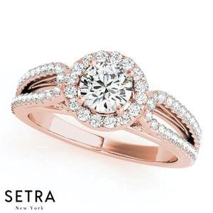 Gisele Decorative Gallery Split Shank Halo Engagement Ring