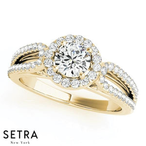 Gisele Decorative Gallery Split Shank Halo Engagement Ring