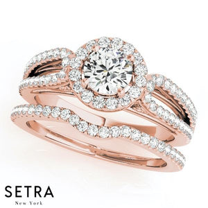 Gisele Decorative Gallery Split Shank Halo Engagement Ring