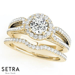 Gisele Decorative Gallery Split Shank Halo Engagement Ring