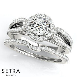 Gisele Decorative Gallery Split Shank Halo Engagement Ring