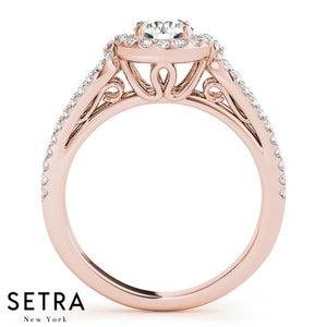 Gisele Decorative Gallery Split Shank Halo Engagement Ring