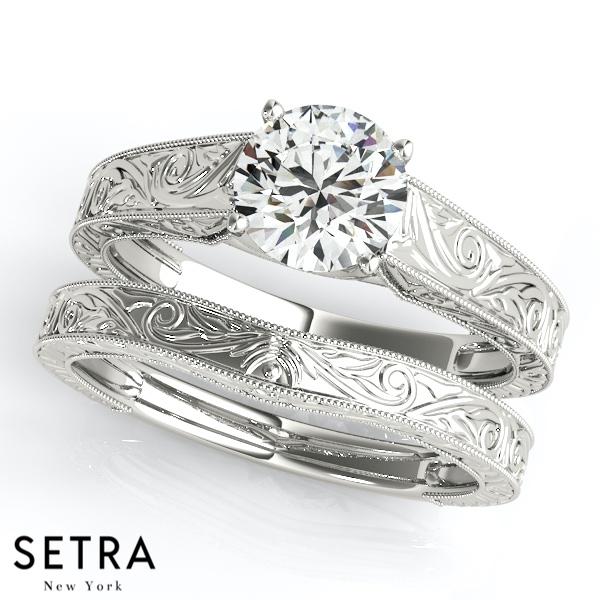 CERTIFIED GIA SOLITAIRE ROUND CUT DIAMOND ENGAGEMENT RINGS 14K GOLD
