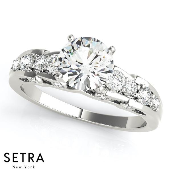 DIAMOND ENGAGEMENT RINGS SINGLE ROW PRONG SET 14K GOLD
