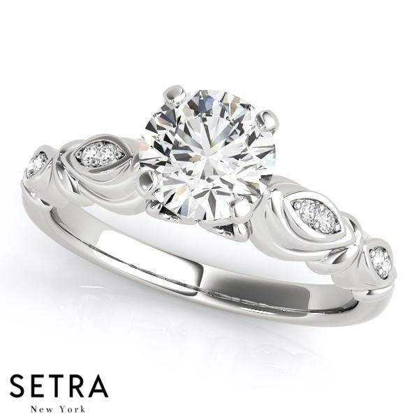 14K FINE GOLD ENGAGEMENT DIAMONDS ANTIQUE RING