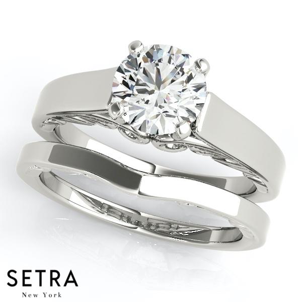 NEW BRIDAL SET SOLITAIRE DIAMOND ENGAGEMENT RINGS 14K GOLD