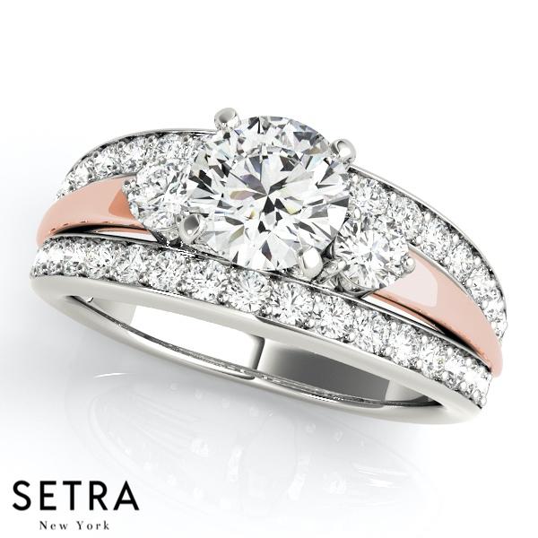 18 FINE GOLD TOW TONE WOMEN'S DIAMONDS SEMI-MOUNT ENGAGEMENT RINGS