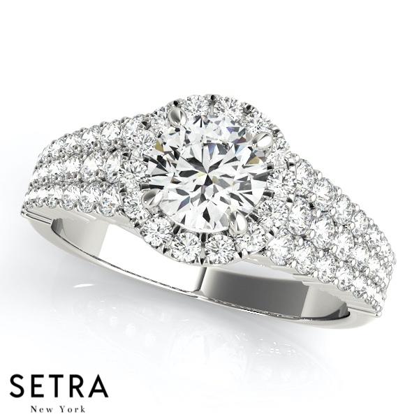 DIAMOND ENGAGEMENT 14K GOLD RINGS HALO ROUND