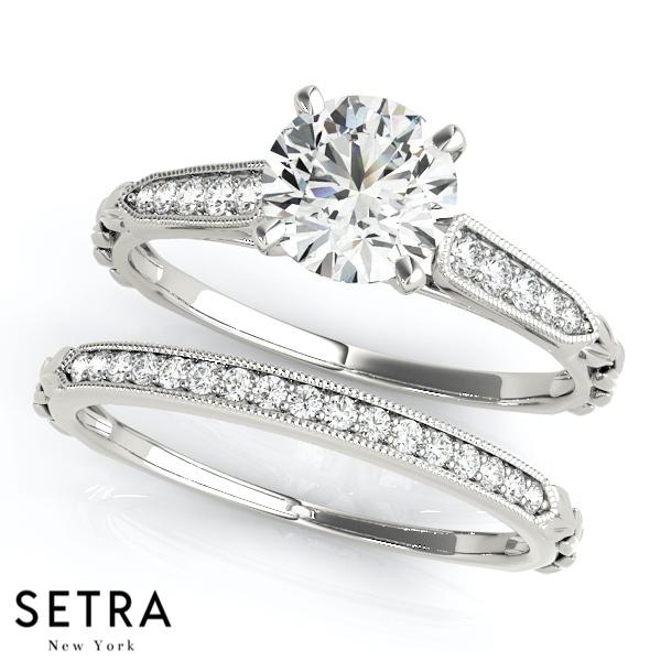 PETITE DIAMOND ENGAGEMENT & WEDDING BAND RINGS 14K GOLD