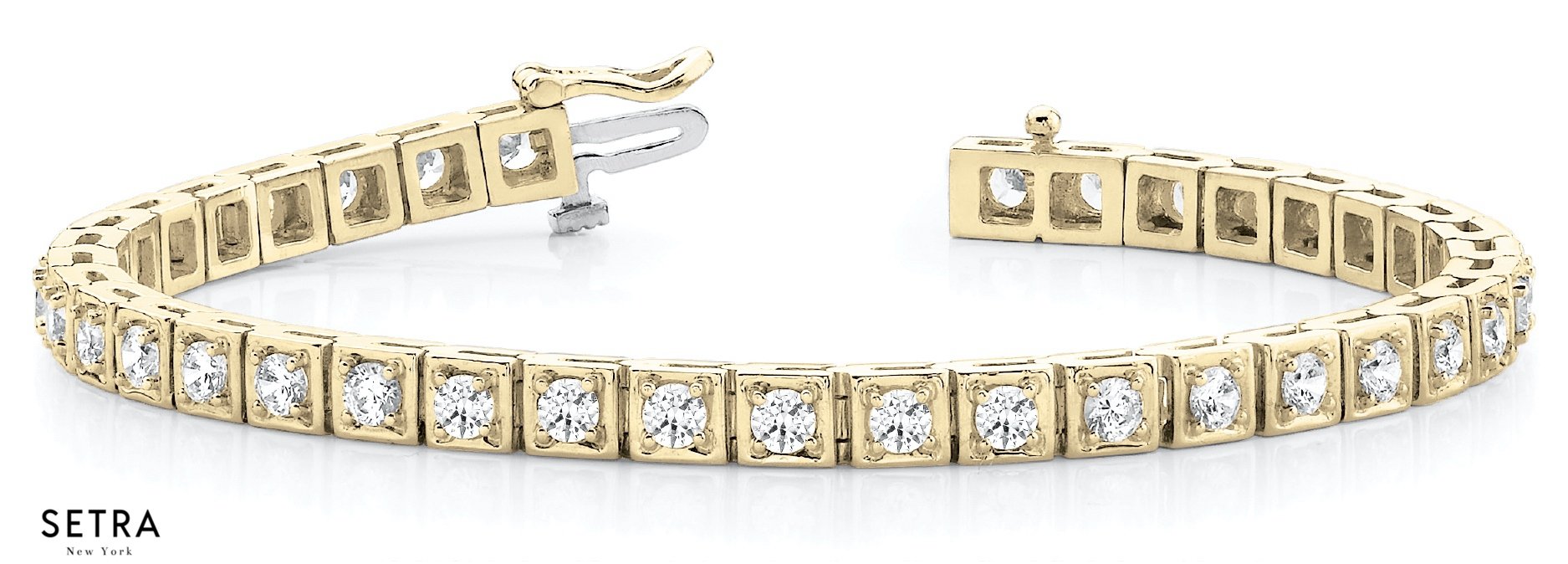 1.00 CT ROUND CUT DIAMONDS TENNIS LINK ILLUSION BRACELET 14K GOLD