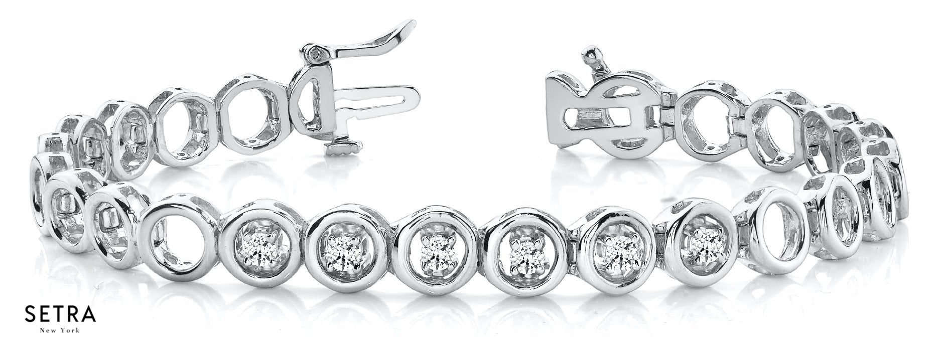 Round Cut Diamonds Women'S Bridal Style Bracelet In 14k Gold