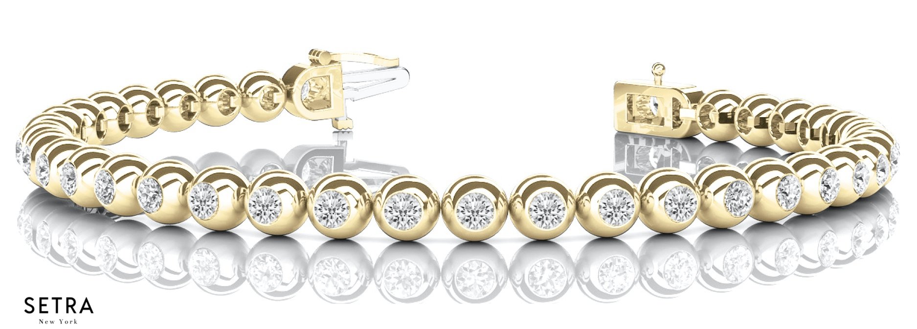 1.00ct Round Cut Diamonds Women'S Bridal Link Tennis Solid Bracelet In 14k Gold