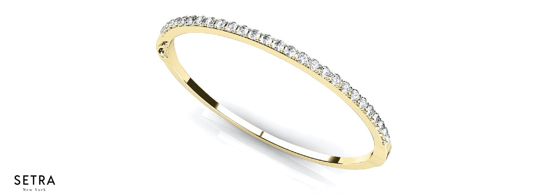 18K Gold Traditional Prong Set Italian Fashion Bangle Bracelets