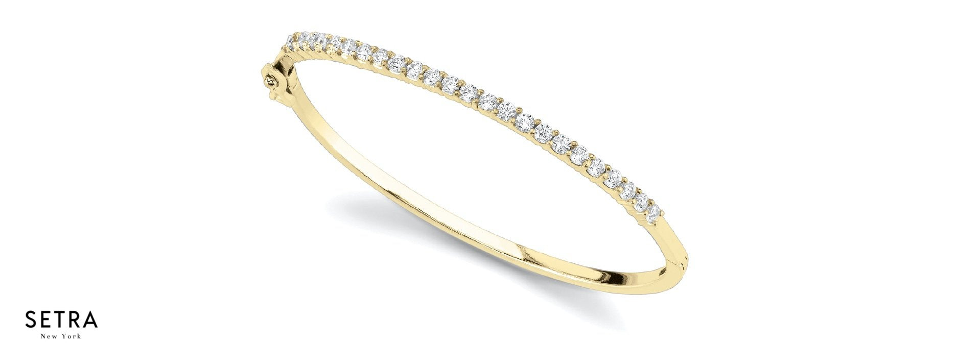 1.00ct Half Way Round Diamonds Women's Bridal Solid Bangle Bracelet In 18k Gold
