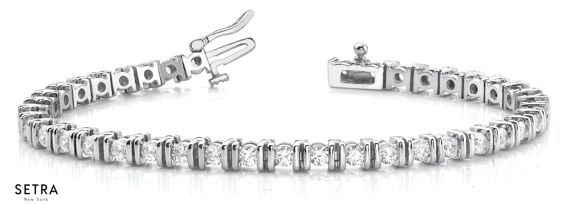 1.00ct Round Cut Diamonds Women's Bridal Tennis Bar Link Solid Bracelet In 14k Gold