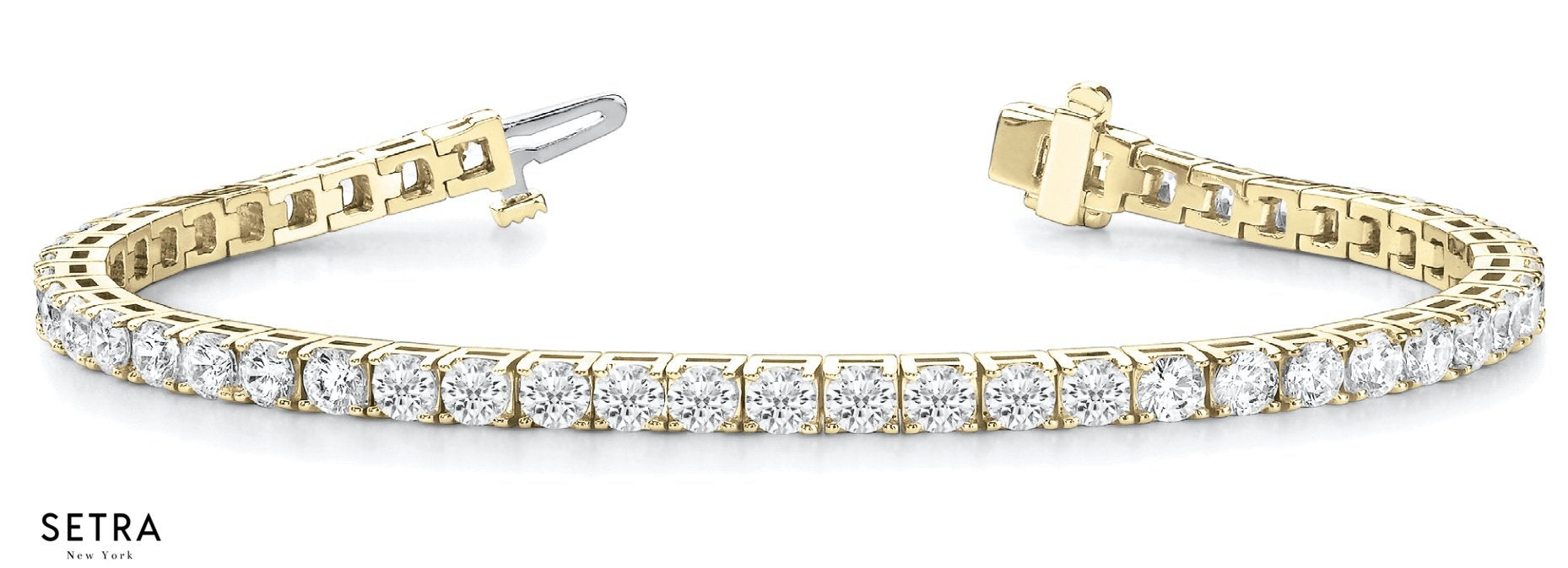 1.00ct Round Cut Diamonds Women's Bridal Solid Tennis Bracelet In 18k Gold