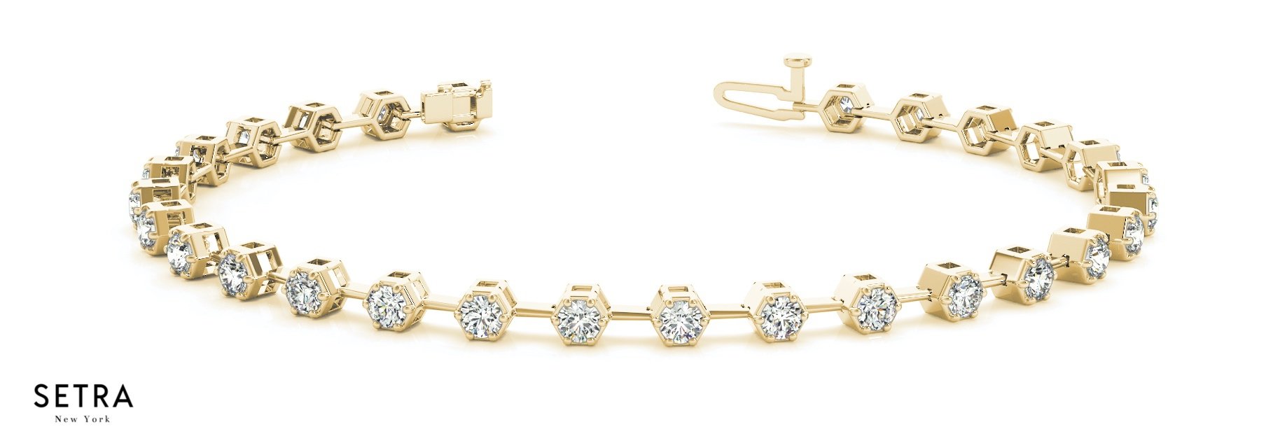 2.00ct Round Cut Diamonds Women's Bridal Fancy Solid Tennis Bracelet In 14k Gold