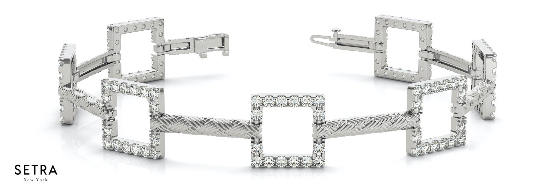 Round Cut Natural Diamonds Women Bridal Fancy Solid Bracelet In 14k Gold