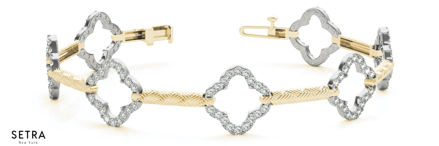 1.25ct Round Cut Natural Diamonds Women Bridal Fancy Solid Bracelet In 14k Gold