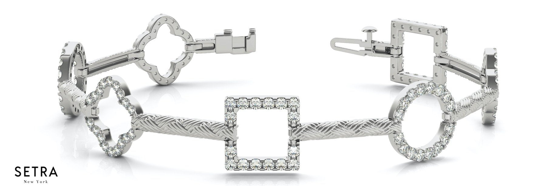1.25ct Round Cut Natural Diamonds Women Bridal Fancy Solid Bracelet In 14k Gold