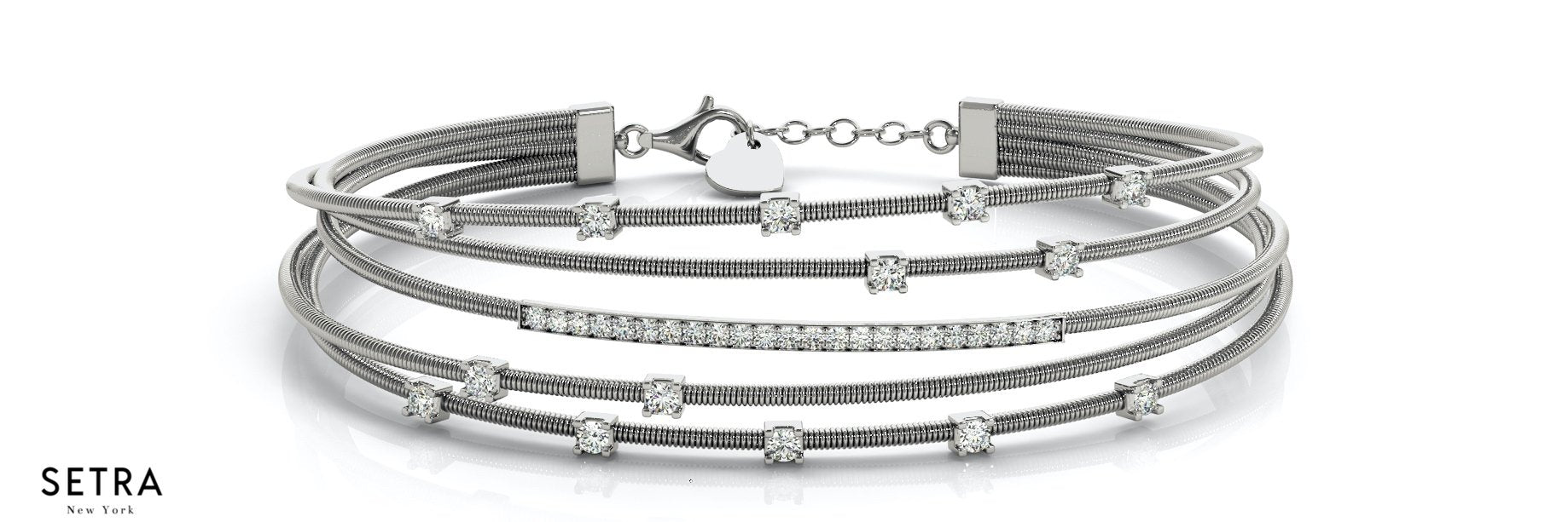 Round Diamonds Stackable Women's Open Twist Bangle Solid Bracelet 14k Gold