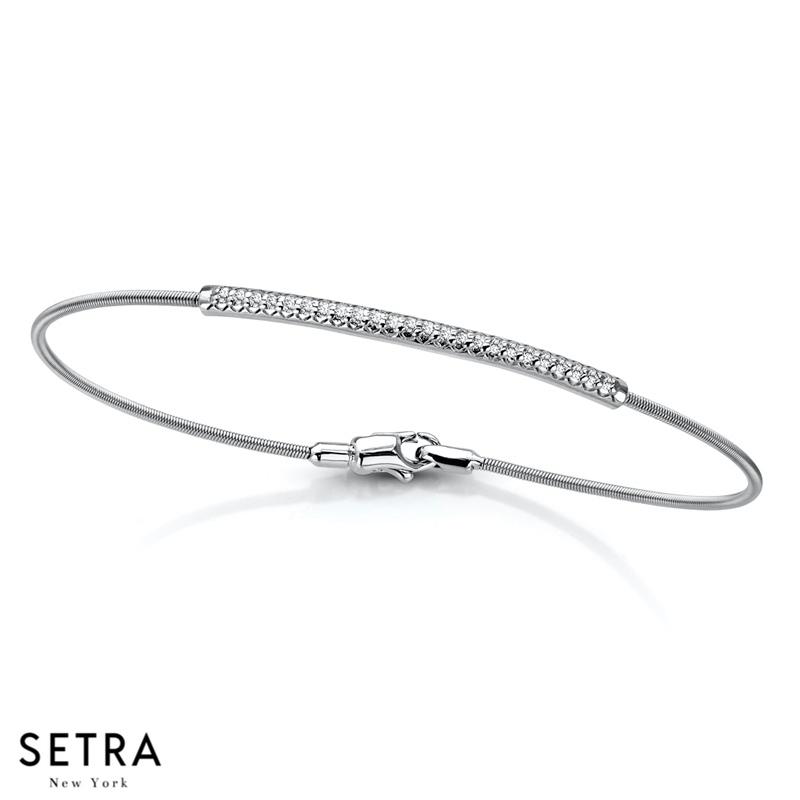 ELEGANT FLEXIBLE MICRO-PAVE SETTING DIAMONDS BANGLE 14K GOLD