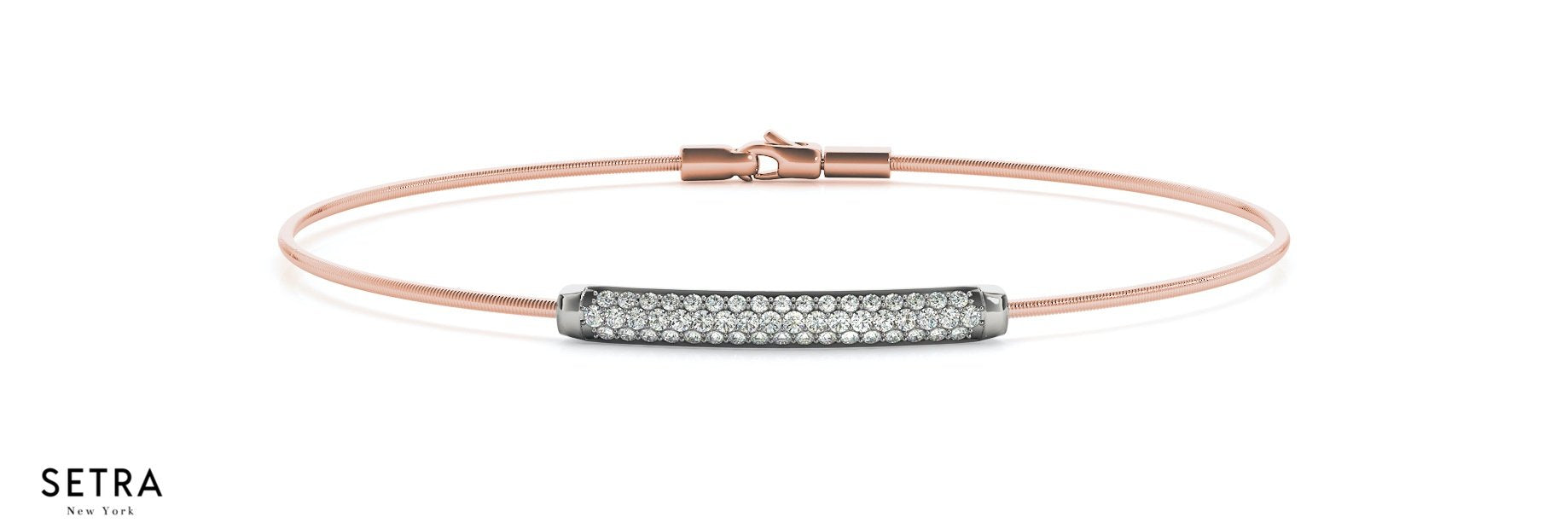 18K Gold Micro Pave Set Italian Fashion Bangle Bracelets