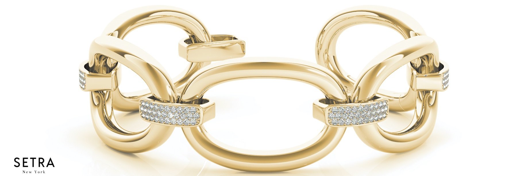 Round cut diamonds Micro Pave Set Solid Fancy Bracelet 14K Gold