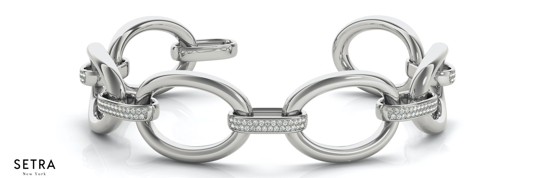 New Italian  1.33 Round Cut Diamonds Solid Women's Bracelet In 14k Gold
