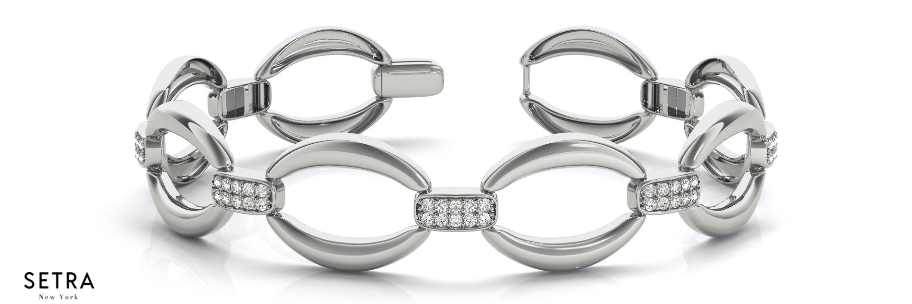 Round Cut Diamonds Bridal Solid Women's Fancy Bracelet 14k Gold