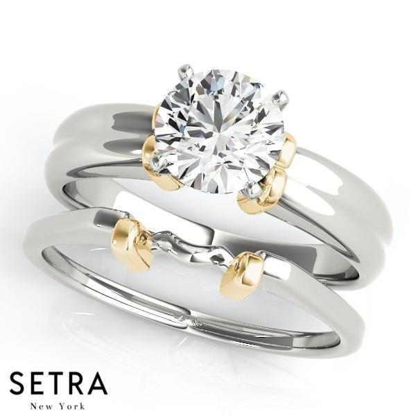NEW BRIDAL SET SOLITAIRE DIAMOND ENGAGEMENT RINGS 14K GOLD