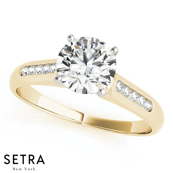 DIAMOND ENGAGEMENT RINGS SINGLE ROW CHANNEL SET 18K GOLD