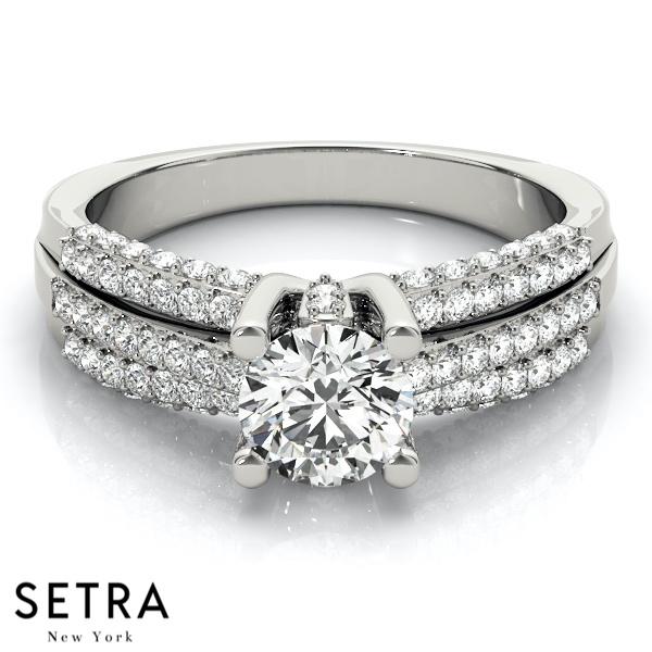 DIAMOND ENGAGEMENT RINGS MULTIROW 14K GOLD