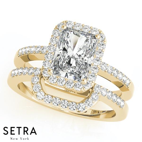 Evelyn Emerald Pavé Halo Engagement Ring