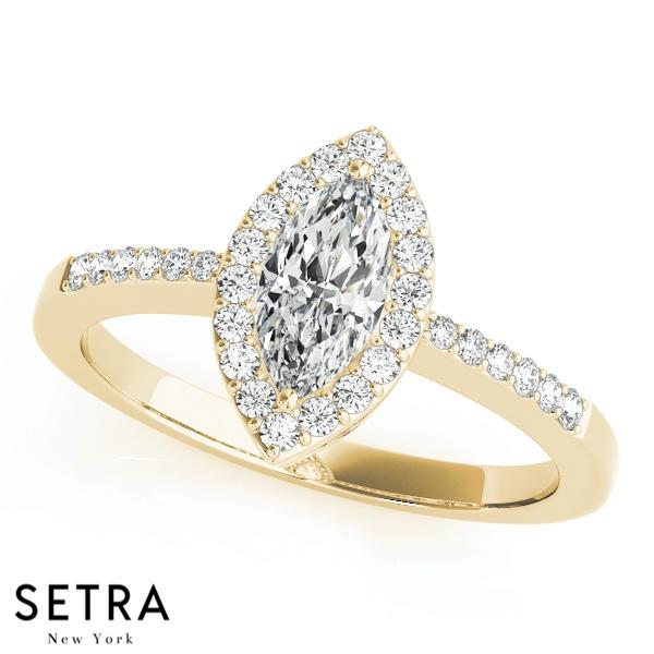 Colette Marquise Pavé Halo Engagement Ring