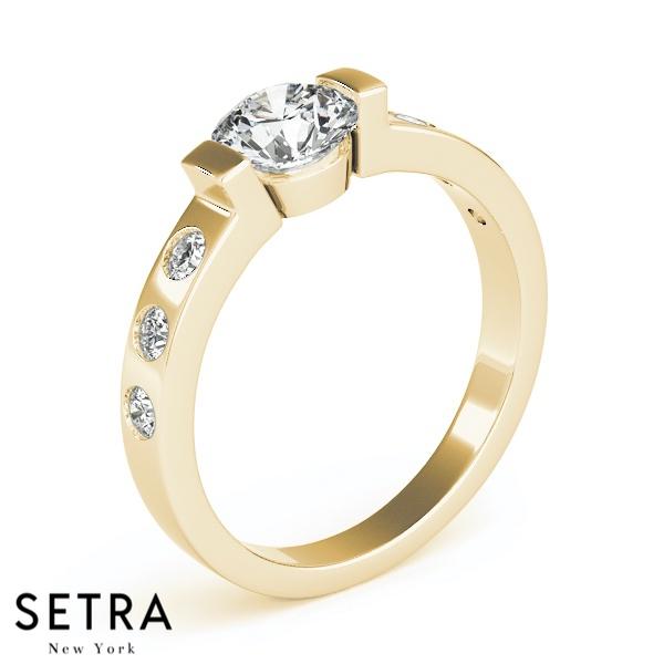 DIAMOND ENGAGEMENT RINGS SINGLE ROW 14K GOLD