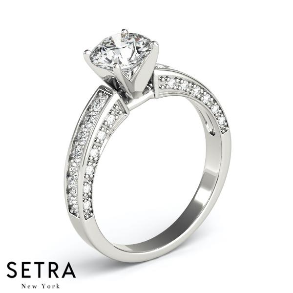 14K GOLD ENGAGEMENT RINGS SINGLE ROW PRONG SET