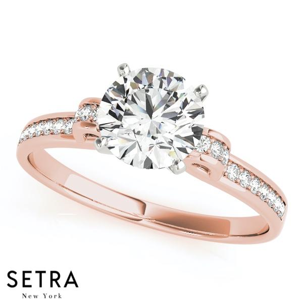 14K GOLD DIAMOND ENGAGEMENT RINGS SINGLE ROW PRONG SET