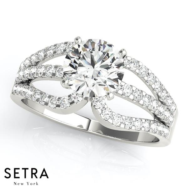 OPEN SHANK DIAMOND ENGAGEMENT RING 14K GOLD