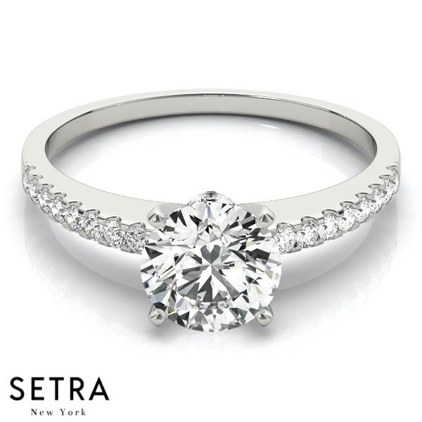 DIAMOND ENGAGEMENT RINGS SINGLE ROW PRONG SET14K GOLD