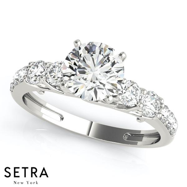 DIAMOND ENGAGEMENT RING SINGLE ROW PRONG SET 14K GOLD